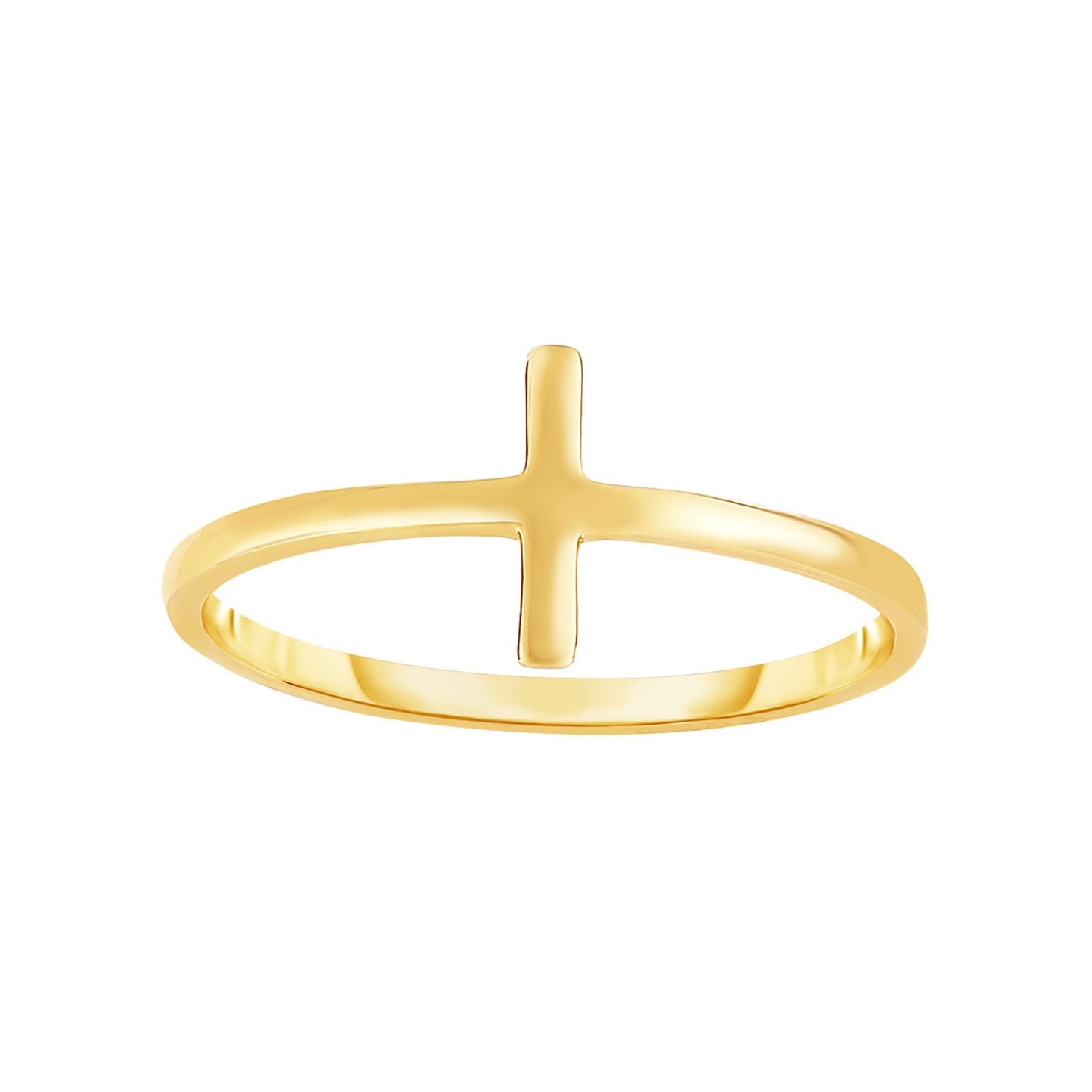14K Yellow Gold Side Cross Ring