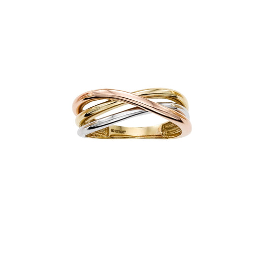 14K Tri-color Gold Trinity Ring