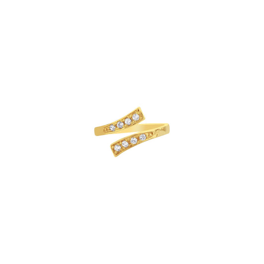14K Yellow Gold Bypass CZ Toe Ring