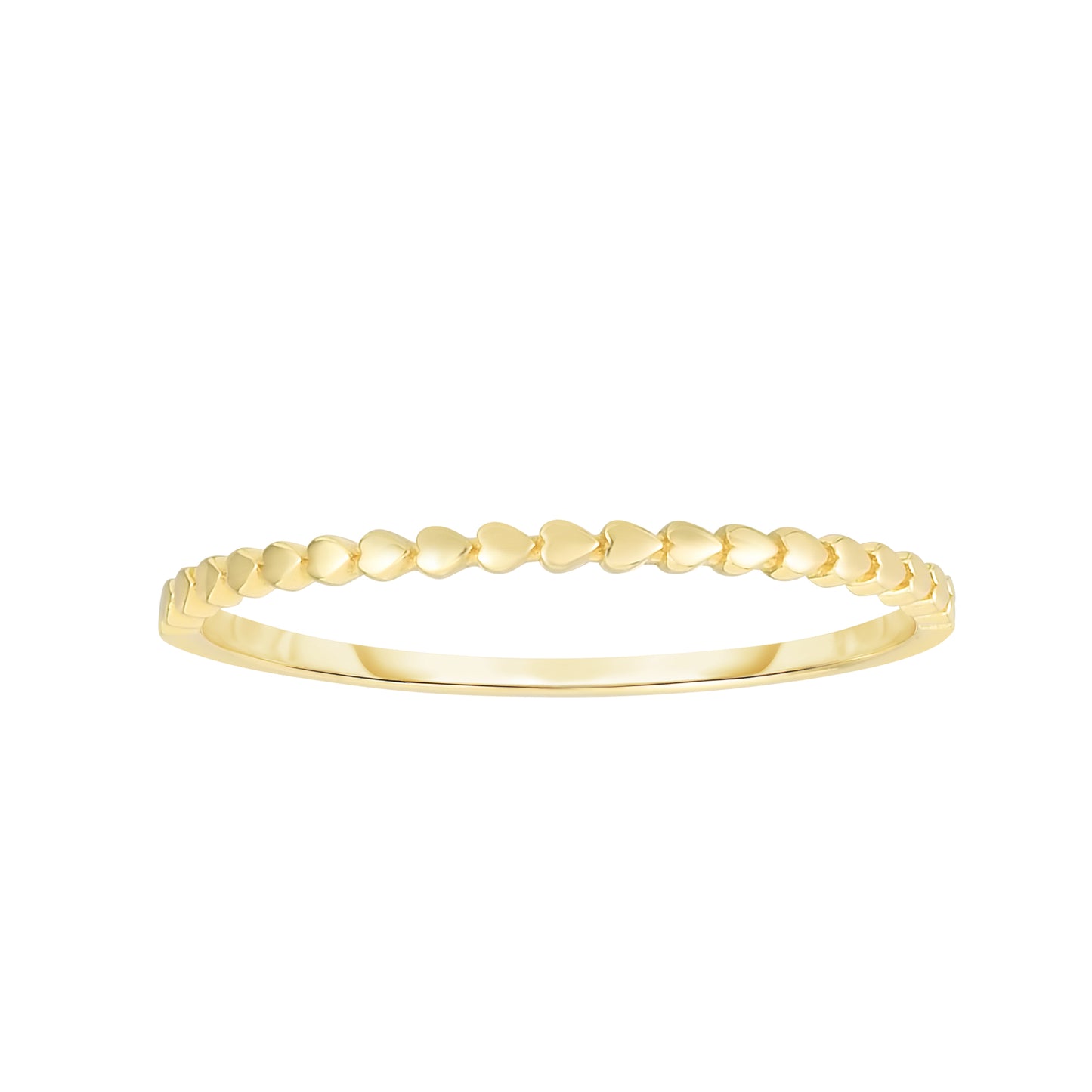 14K Yellow Gold Hearts Stackable Ring