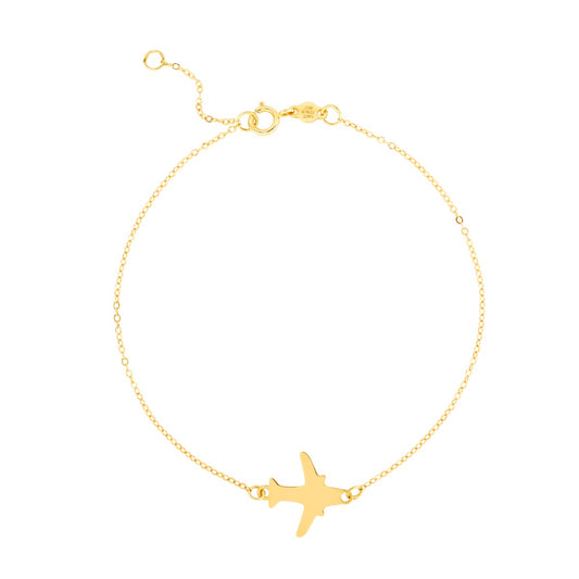 14K Gold Polished Airplane Chain Bracelet