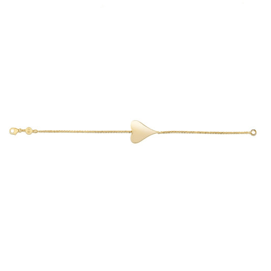 14K Gold Polished Engravable Elongated Heart Bracelet - Elegant Creations NYC