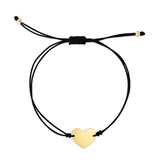 14K Gold Heart in Adjustable Cord Bracelet