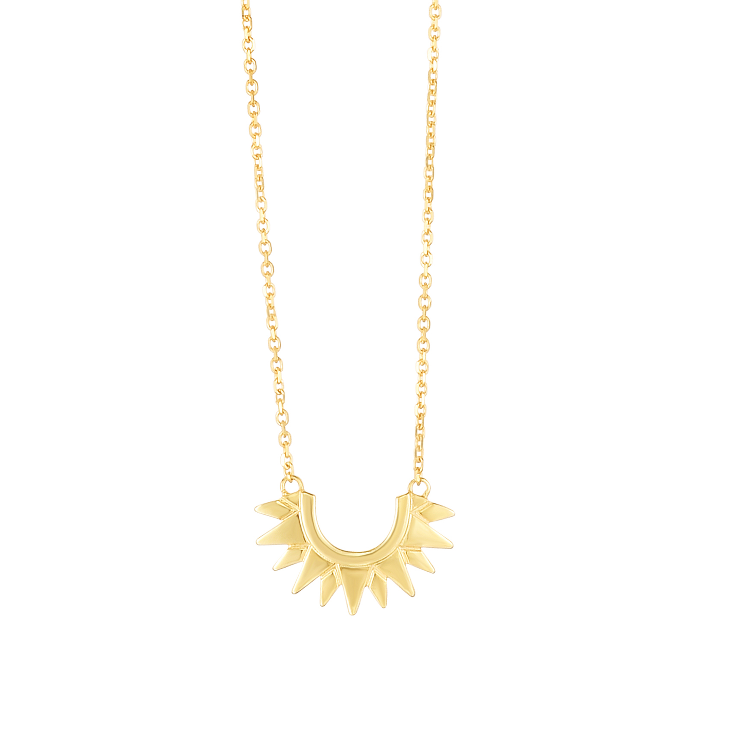 14K Gold and Diamonds Sunburst Charm Pendant Necklace