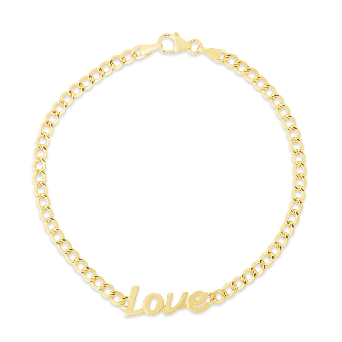 14K Gold Love Curb Bracelet - Elegant Creations NYC