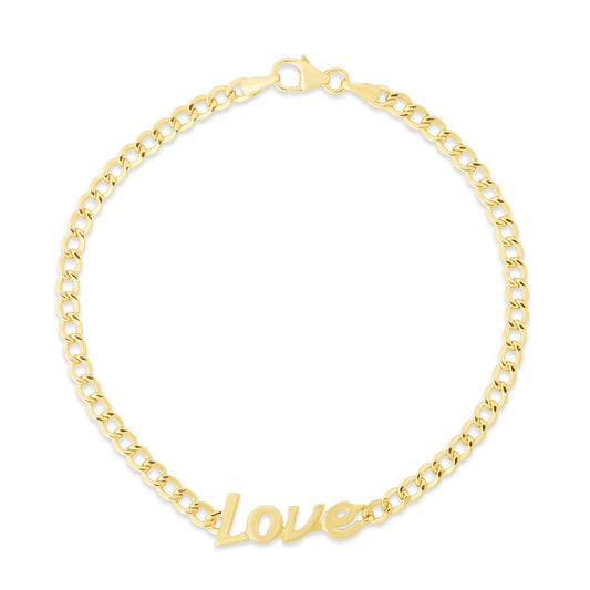 14K Gold Love Curb Bracelet - Elegant Creations NYC