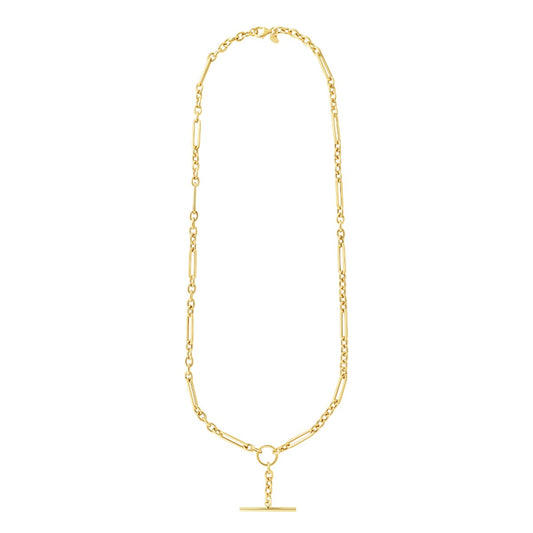 14K Gold Toggle Chain Link Necklace with Lobster Clasp