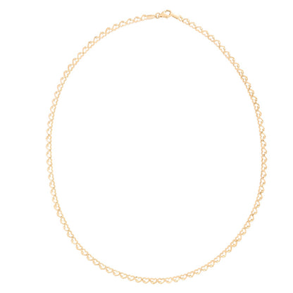 14K Gold Polished Heart Link Chain with Lobster Clasp