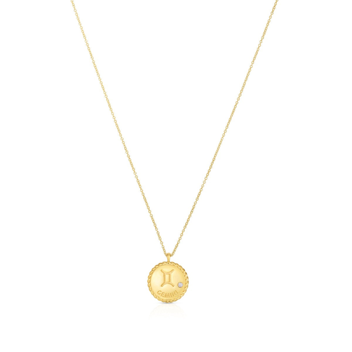 14K Gold Polished Zodiac Charm Pendant Extendable Necklace
