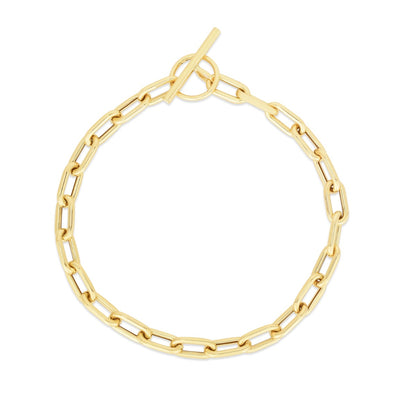 14K Gold Mariner Link Bracelet with Spring Ring Clasp