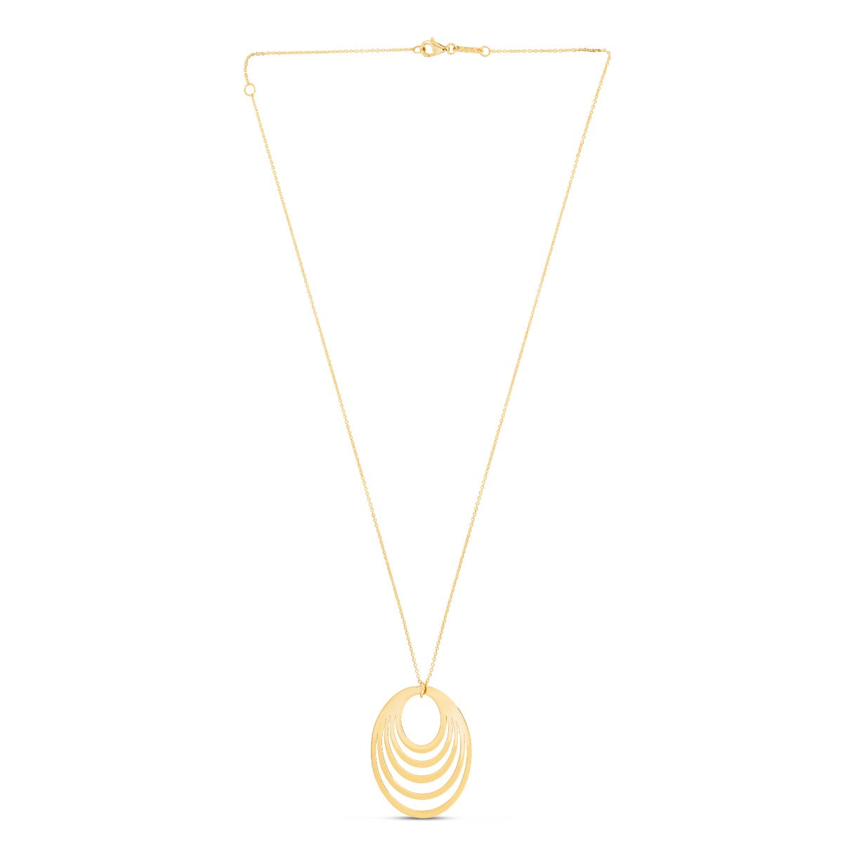 14K Gold Polished Multi Oval Necklace with Lobster Clasp