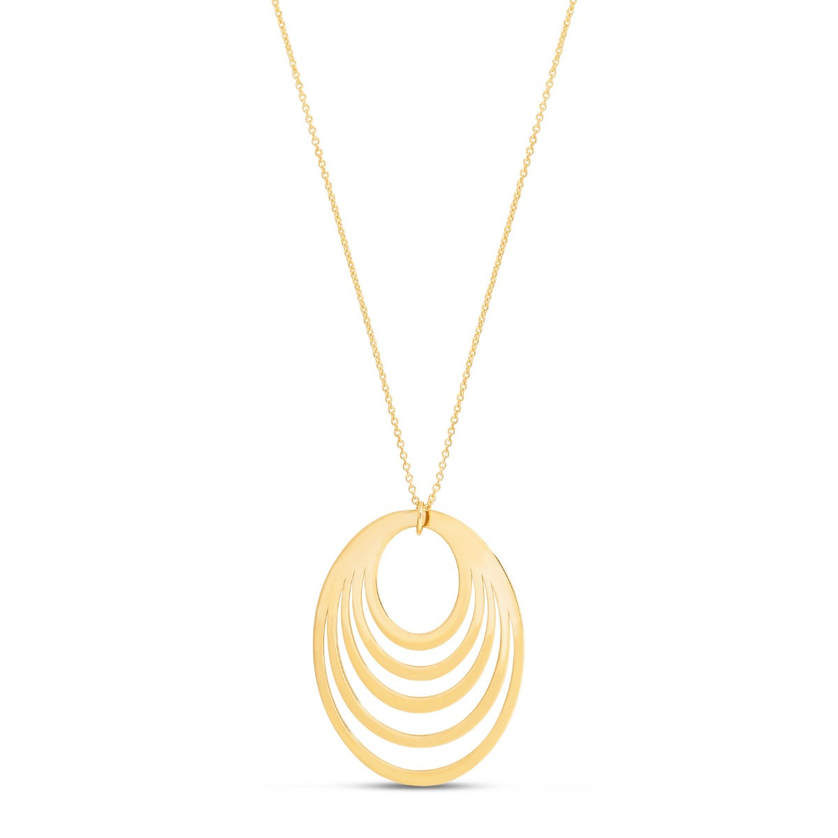 14K Gold Polished Multi Oval Necklace with Lobster Clasp