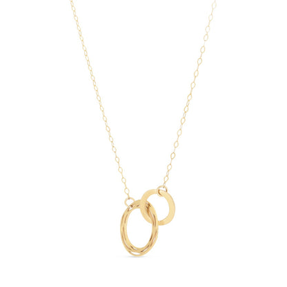 14K Gold Polished Linked Circles Necklace with Spring Ring Clasp