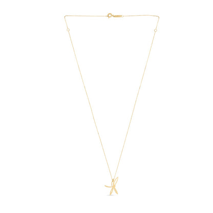 14K Gold Polished Dragonfly Necklace with Spring Ring Clasp