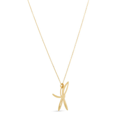 14K Gold Polished Dragonfly Necklace with Spring Ring Clasp