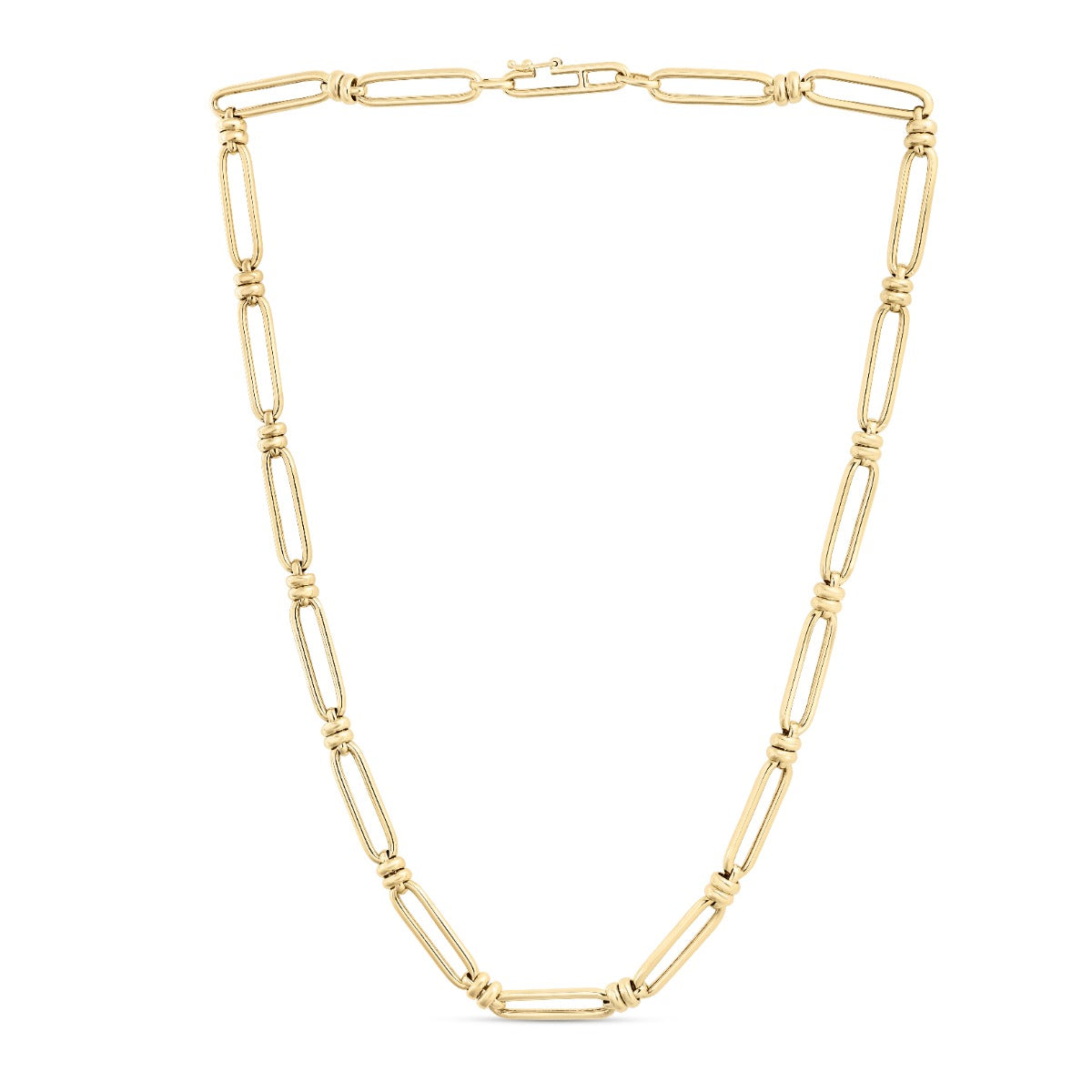 Double Paperclip And Rope Chain 14K Gold Paperclip Double Bar Link Chain – Monograms NYC