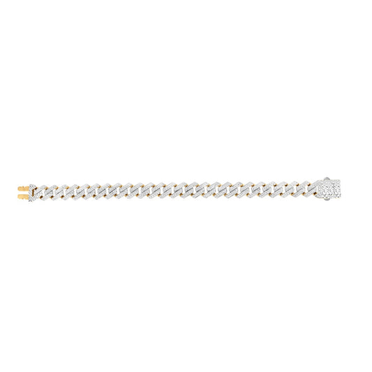 14K Gold White Pave Modern Lite Edge Chain with Box (Both Side Push) Clasp.