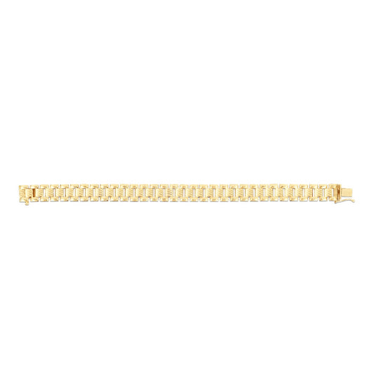 14K Gold Polished Railroad Link Bracelet with Lobster Clasp