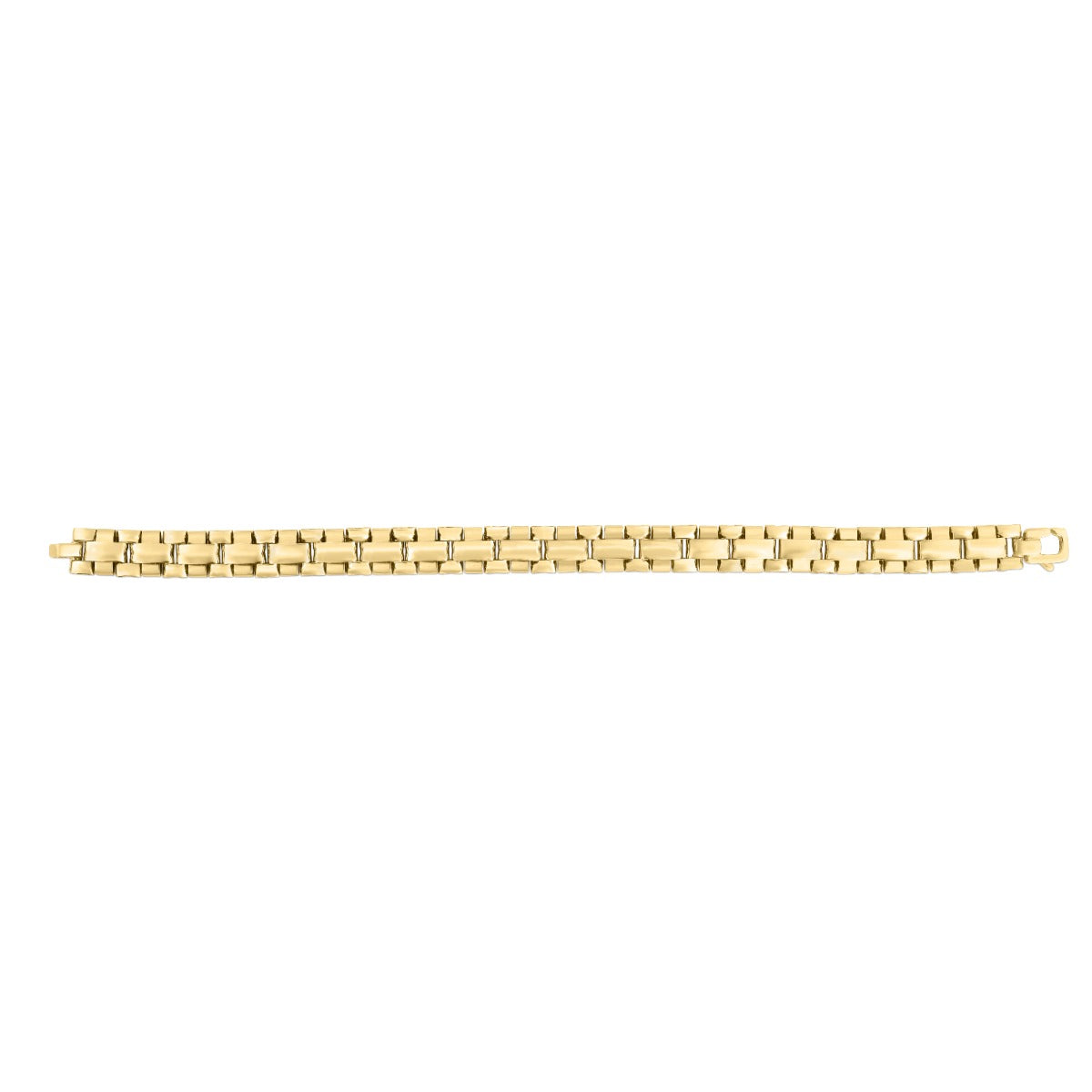 14K Gold Polished Large Link Panther Bracelet with Lobster Clasp