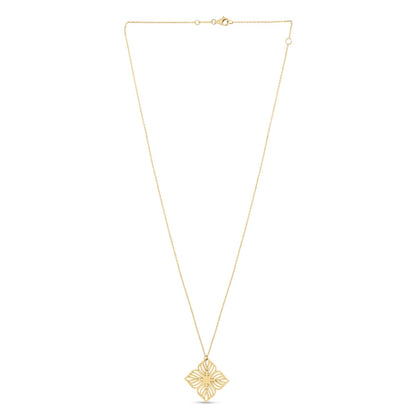 14K Gold Polished Cutout Flower Necklace with Lobster Clasp