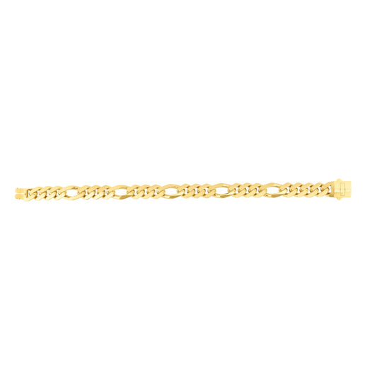 14K Gold High Polish Modern Lite Figaro Chain with Box (Both Side Push) Clasp.