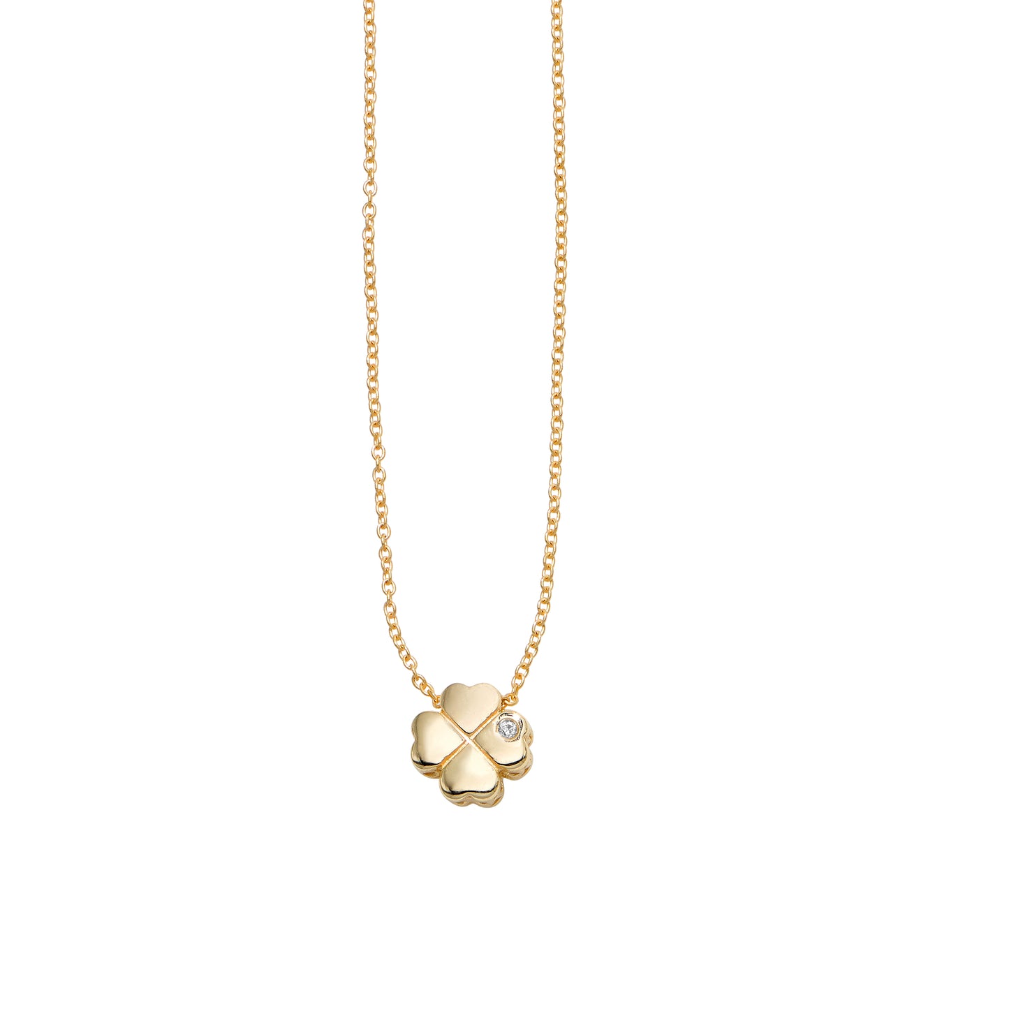 14K Gold Diamond Clover Necklace