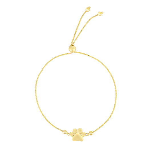 14K Gold Paw Print Friendship Bracelet