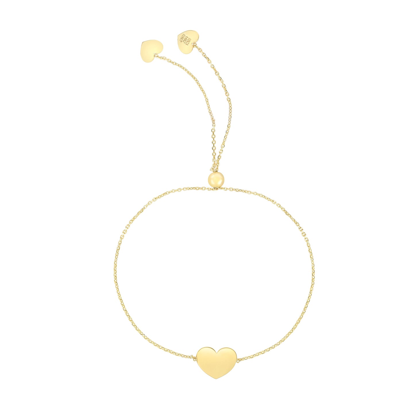 14K Gold Heart Adjustable Bolo Friendship Bracelet