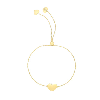 14K Gold Heart Adjustable Bolo Friendship Bracelet