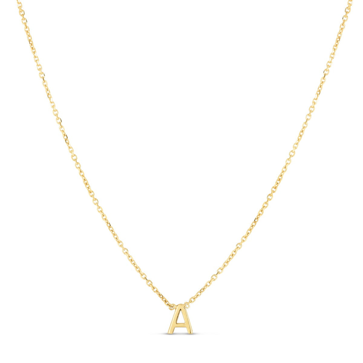 High Polished 14K Gold Mini Initial Letter Necklace