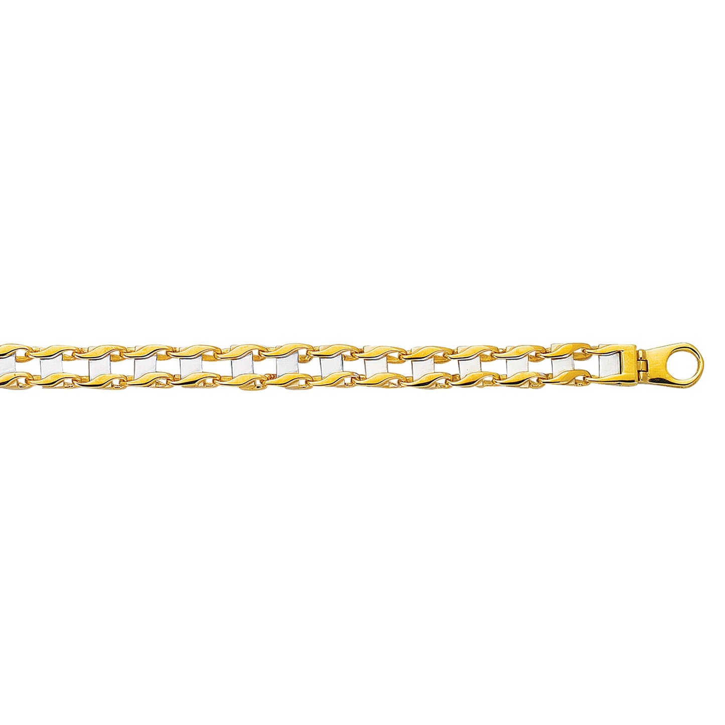 14K Gold Railroad Link Chain Bracelet