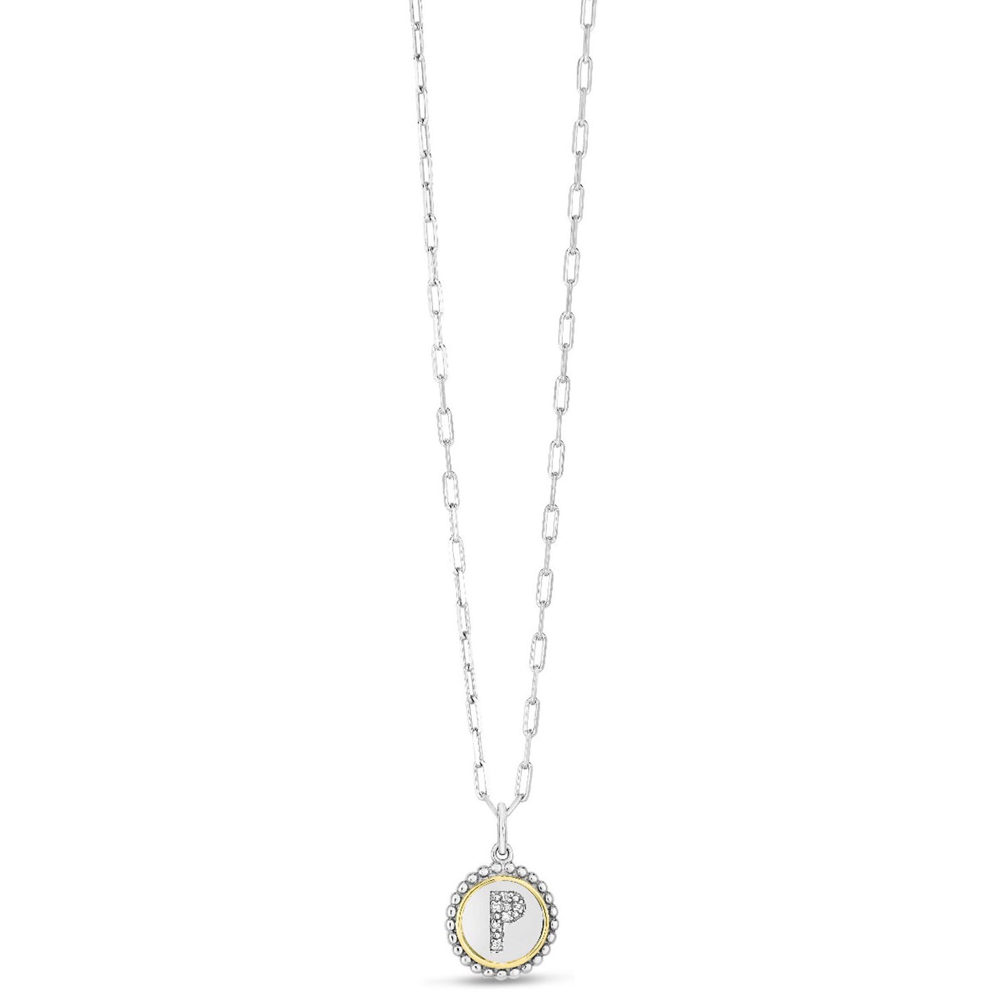 Sterling Silver-18K Gold Popcorn Initials Letter A Necklace