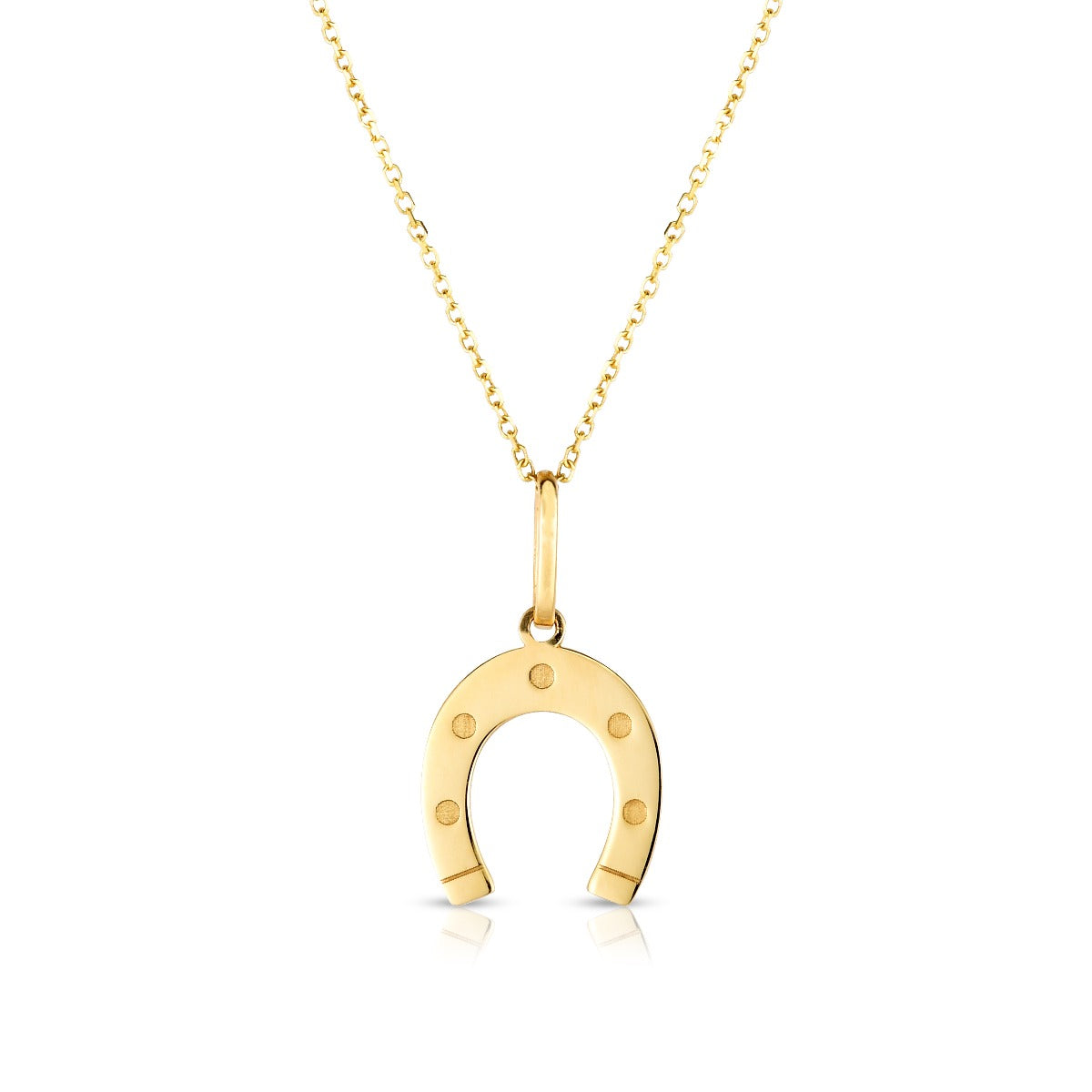 14K Gold Polished Horseshoe Charm Pendant Necklace