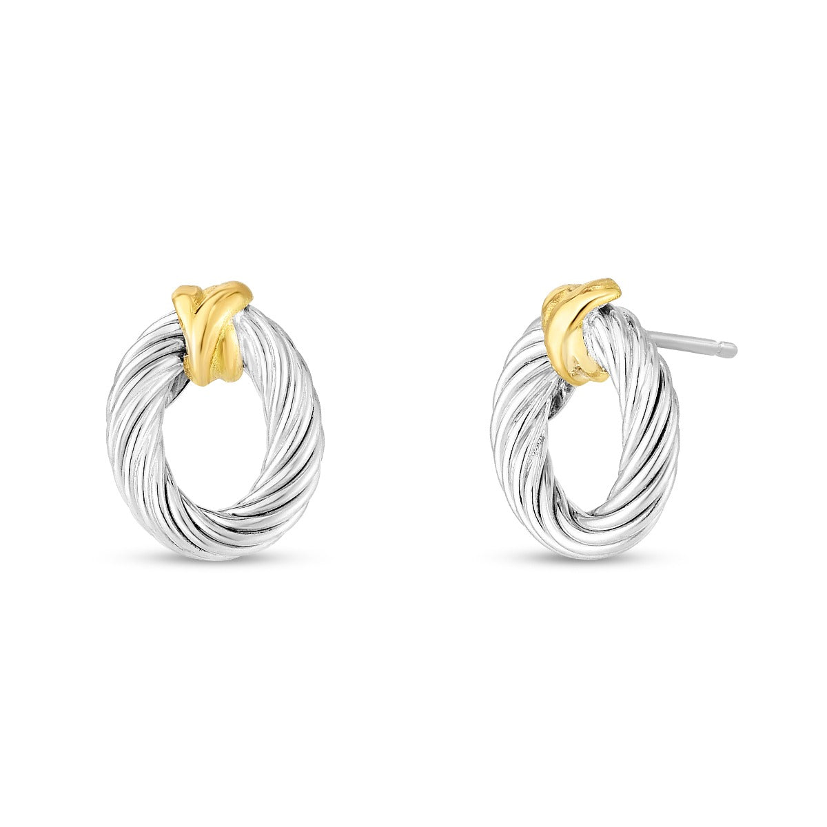 Oval Stud Cable Earrings