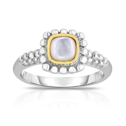 18K Gold and Sterling Silver Quadra Popcorn Ring with Gemstone Options