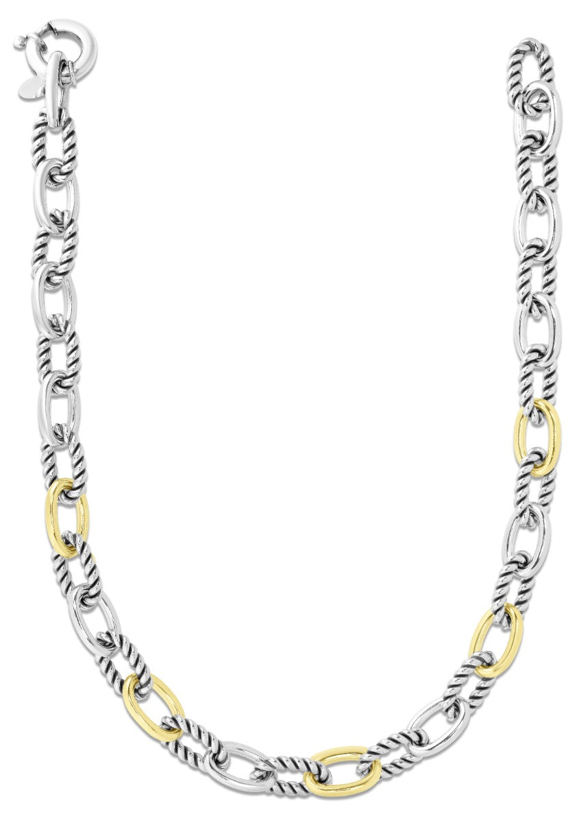 18K Gold & Sterling Silver Gold Paperclip Cable Necklace