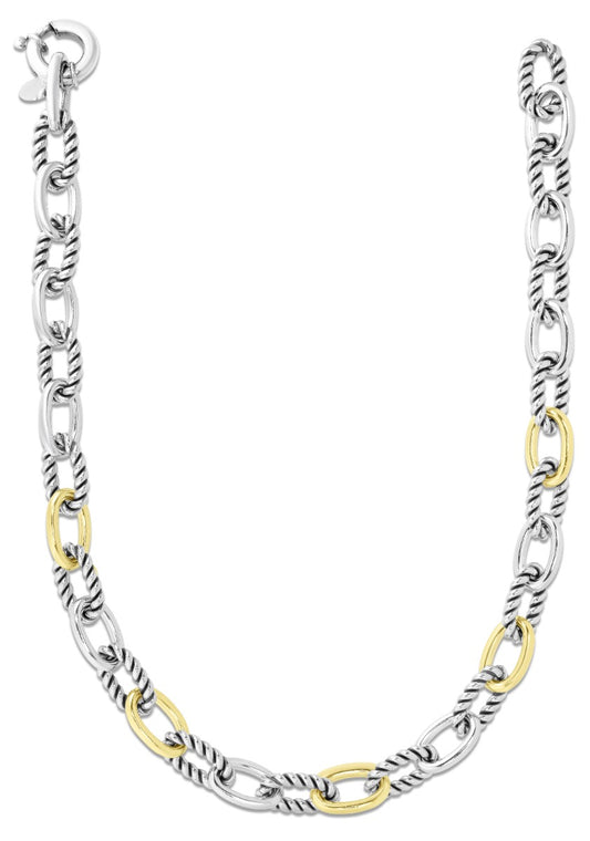 18K Gold & Sterling Silver Gold Paperclip Cable Necklace