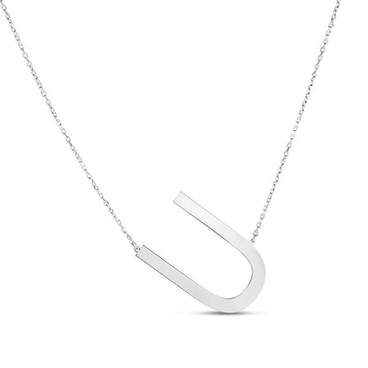 Sterling Silver Initial Letter Necklace with Lobster Clasp