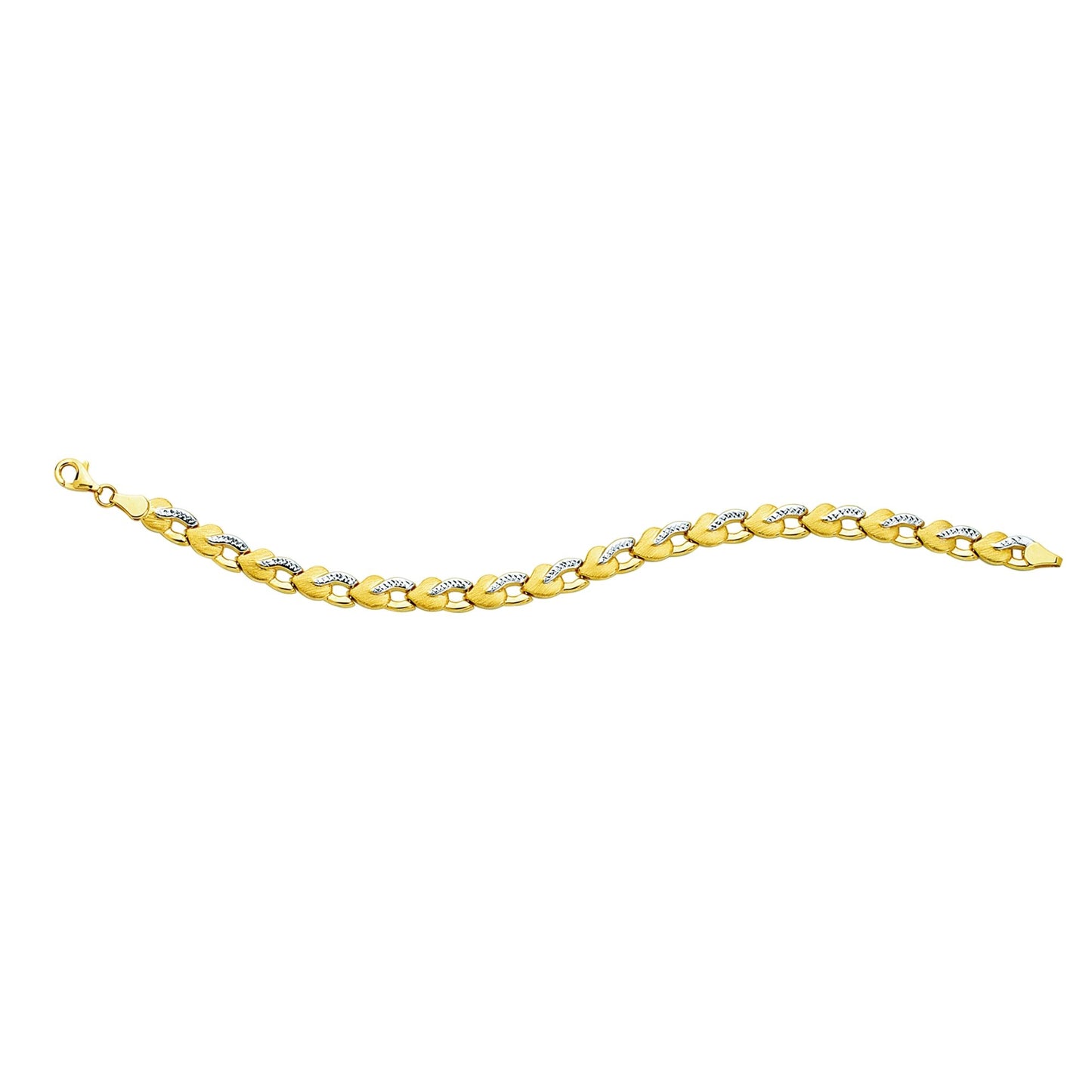 14K Two-tone Gold Diamond Cut & Polished Stampato Bracelet