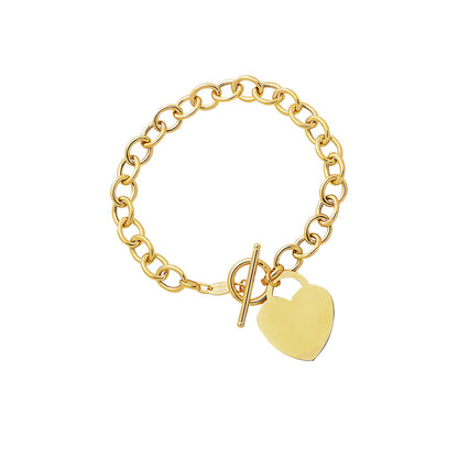 14K Gold Heart Charm and Toggle Oval Link