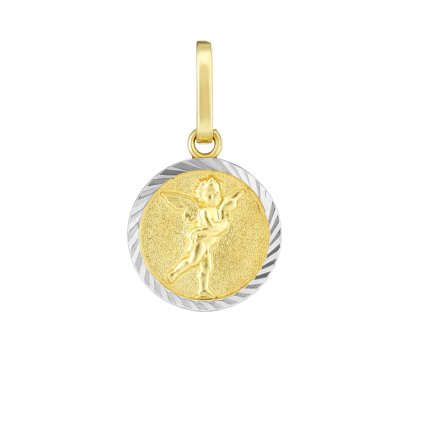 14K Yellow & White Gold Angel Religious Medal