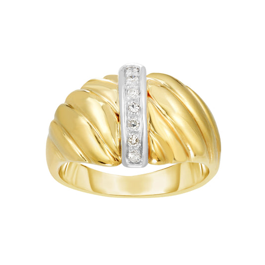 14kt Gold Yellow White Finish Polished Ring with White Diamond