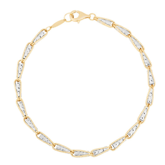 14K Two-tone Diamond Cut Link Chain with Lobster Clasp.