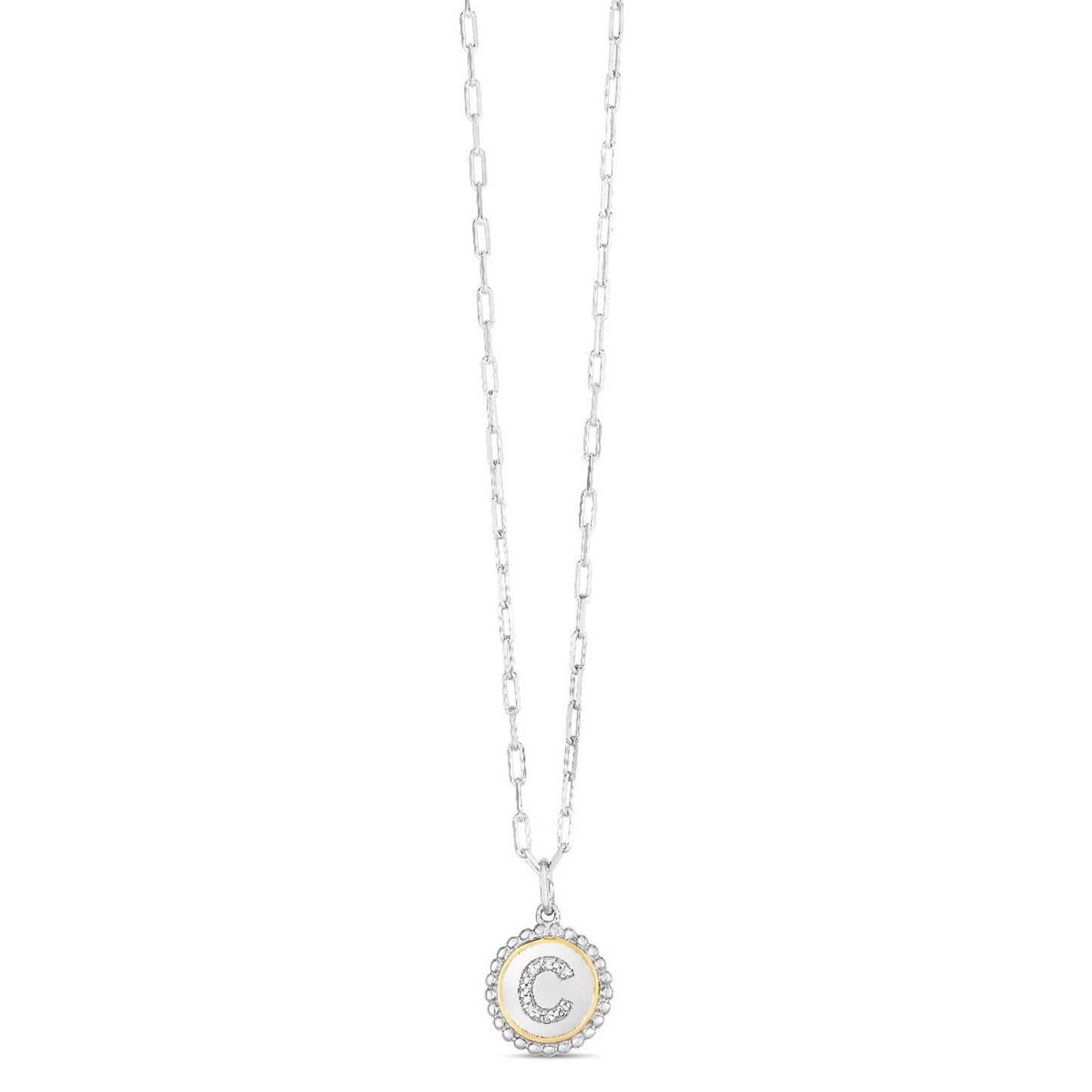 Sterling Silver-18K Gold Popcorn Initials Letter A Necklace