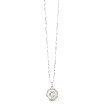Sterling Silver-18K Gold Popcorn Initials Letter A Necklace
