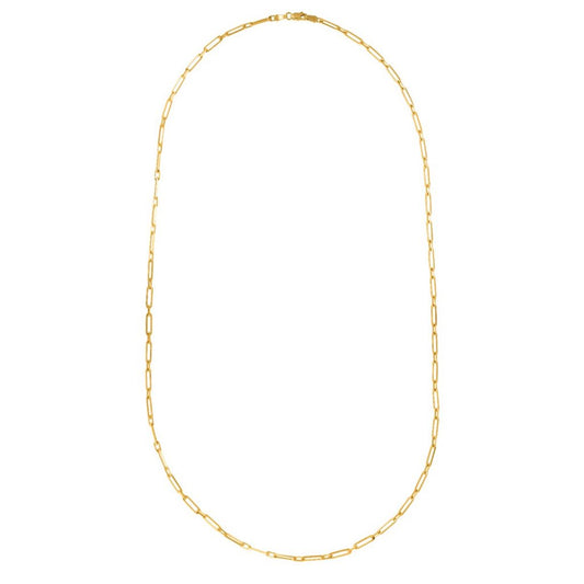 14K Gold Alternating Paperclip Link Chain Necklace with Lobster Lock