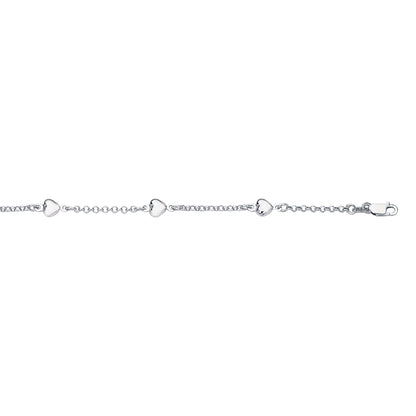 14K Gold Polished Heart Station Bracelet