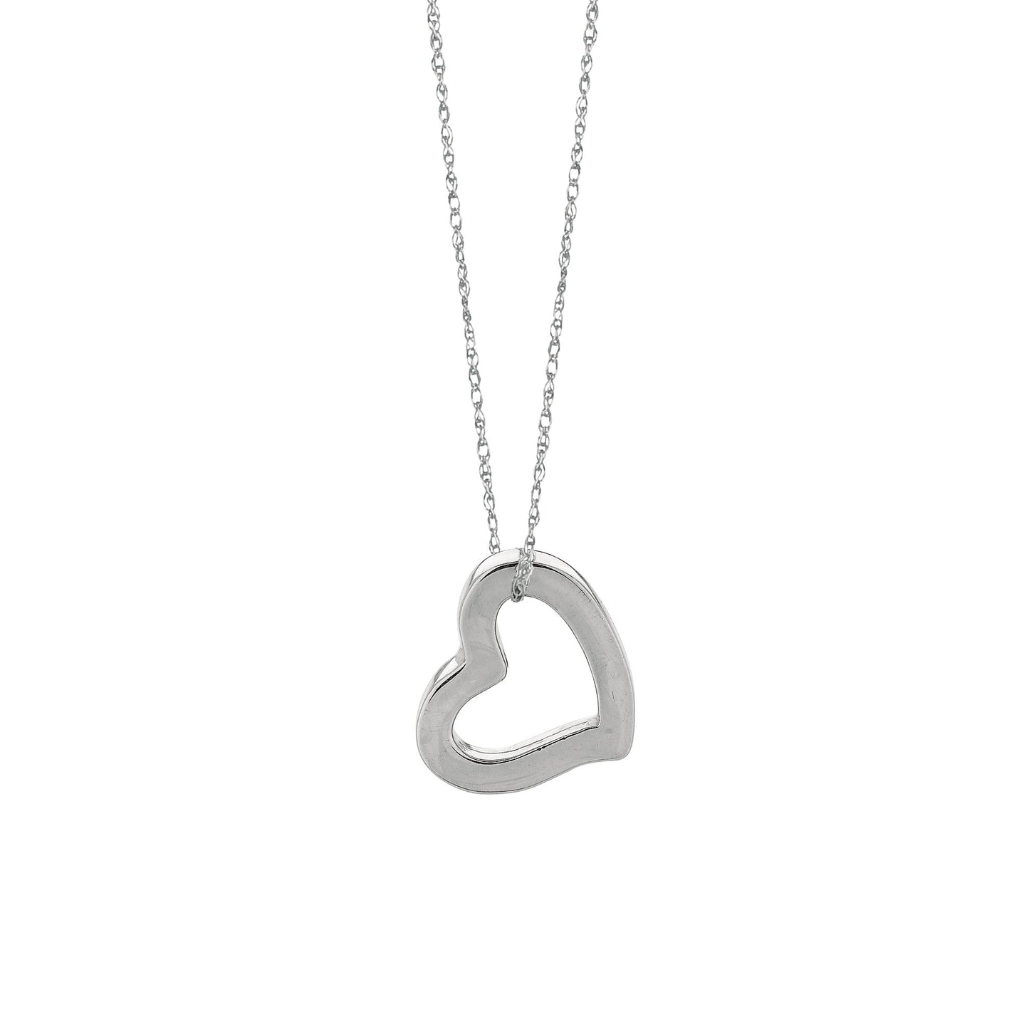 14K Gold Polished Open Heart Necklace