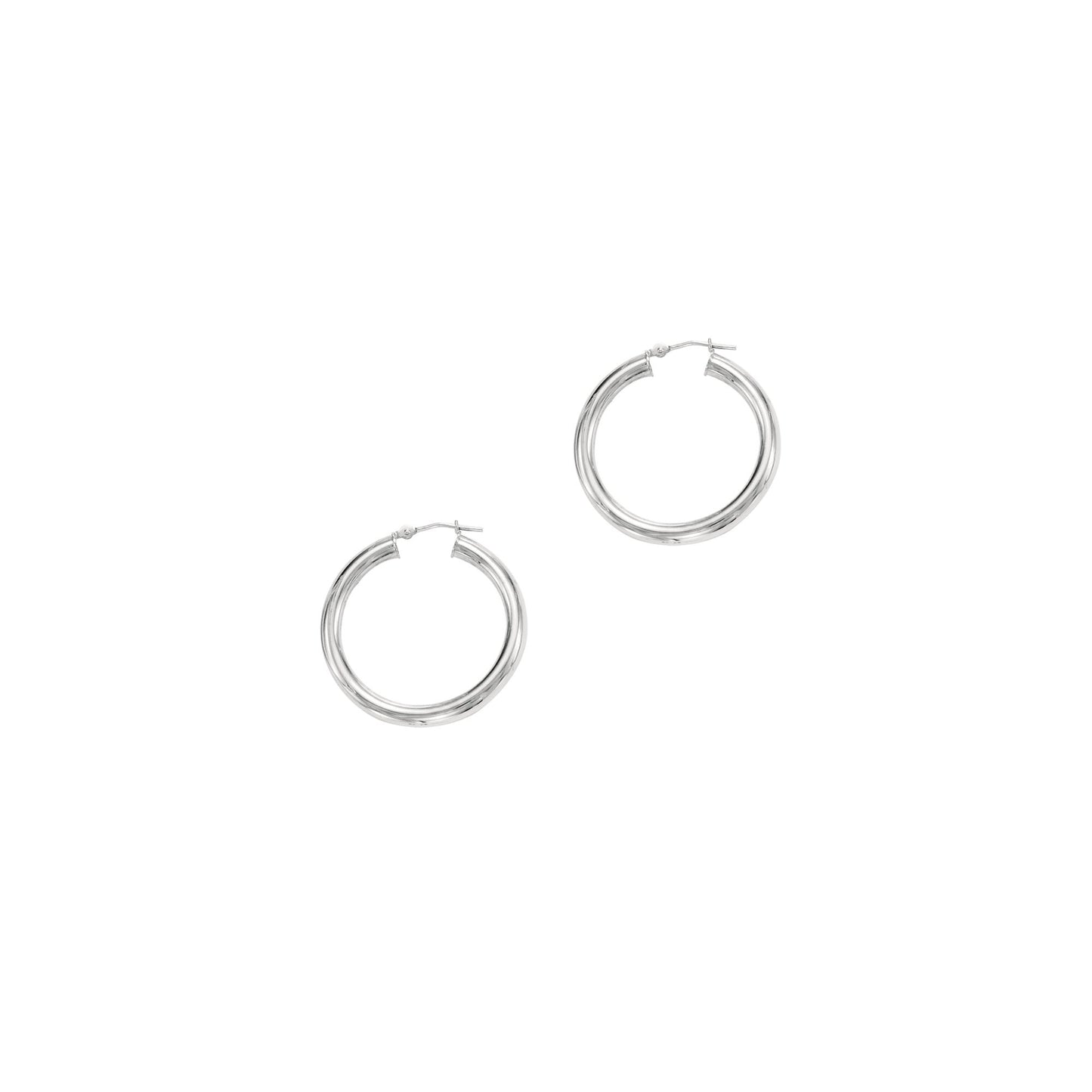 Polished 14K Gold Round Hoop Earring with Hinged Clasp