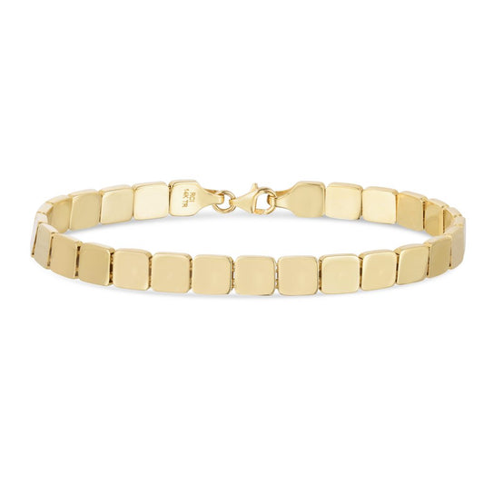 14K Gold Polished Square Link Chain with Lobster Clasp